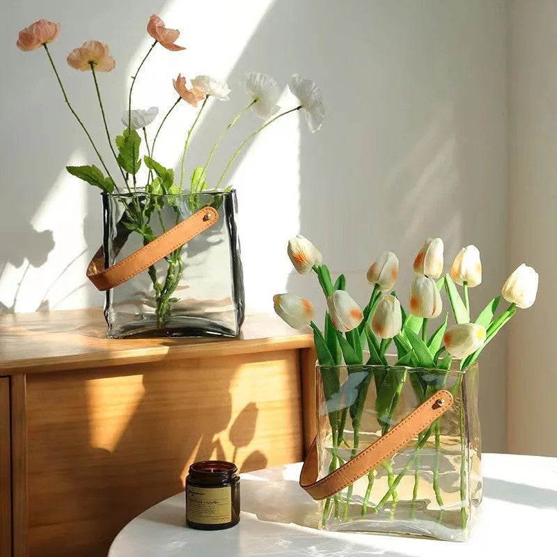 Y&D Simple Portable Glass Wrapped Vase - Hydroponic Plant Terrarium & Modern Flower Arrangement Centerpiece - Image 4
