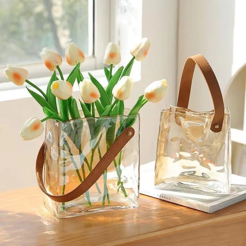 Y&D Simple Portable Glass Wrapped Vase - Hydroponic Plant Terrarium & Modern Flower Arrangement Centerpiece - Image 2