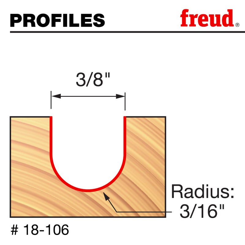 Freud 18-106: 3/16" Radius Round Nose Bit with 1/4" Shank - Image 2