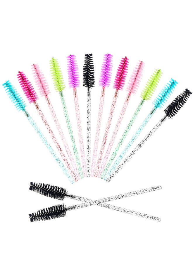 MyAoKuE-UP 300PCS Disposable Mascara Wands Spoolie Brush Crystal Eyebrow Brushes Eyelash Extension Applicator Makeup Kits.myaokue-up (6 color-Crystal-300) - Image 2