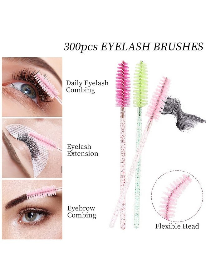 MyAoKuE-UP 300PCS Disposable Mascara Wands Spoolie Brush Crystal Eyebrow Brushes Eyelash Extension Applicator Makeup Kits.myaokue-up (6 color-Crystal-300) - Image 3