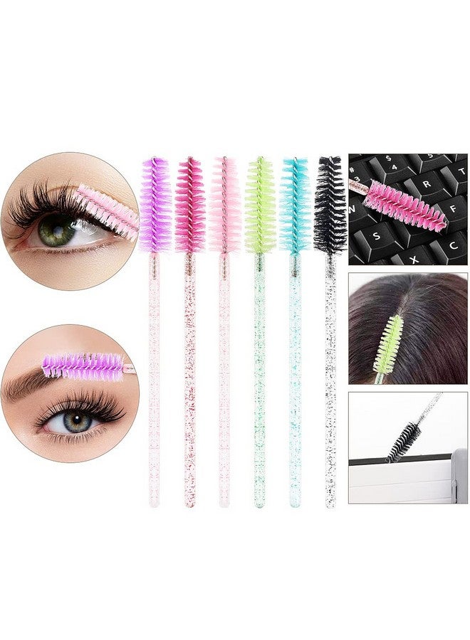 MyAoKuE-UP 300PCS Disposable Mascara Wands Spoolie Brush Crystal Eyebrow Brushes Eyelash Extension Applicator Makeup Kits.myaokue-up (6 color-Crystal-300) - Image 4