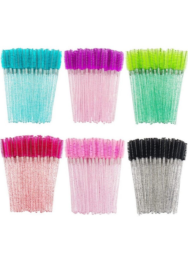 MyAoKuE-UP 300PCS Disposable Mascara Wands Spoolie Brush Crystal Eyebrow Brushes Eyelash Extension Applicator Makeup Kits.myaokue-up (6 color-Crystal-300) - Image 1