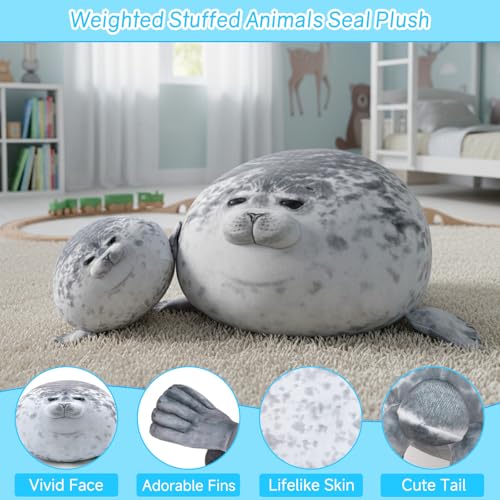 SQEQE Weighted Stuffed Animals Seals Weighted Seal Plush Chubby Blob Soft Pillow Toy for Kids Adults for Cozy Comfort Cute Plushie Gift for Valentines Birthday Home Decor 98 Inch 08 Lb - Image 5