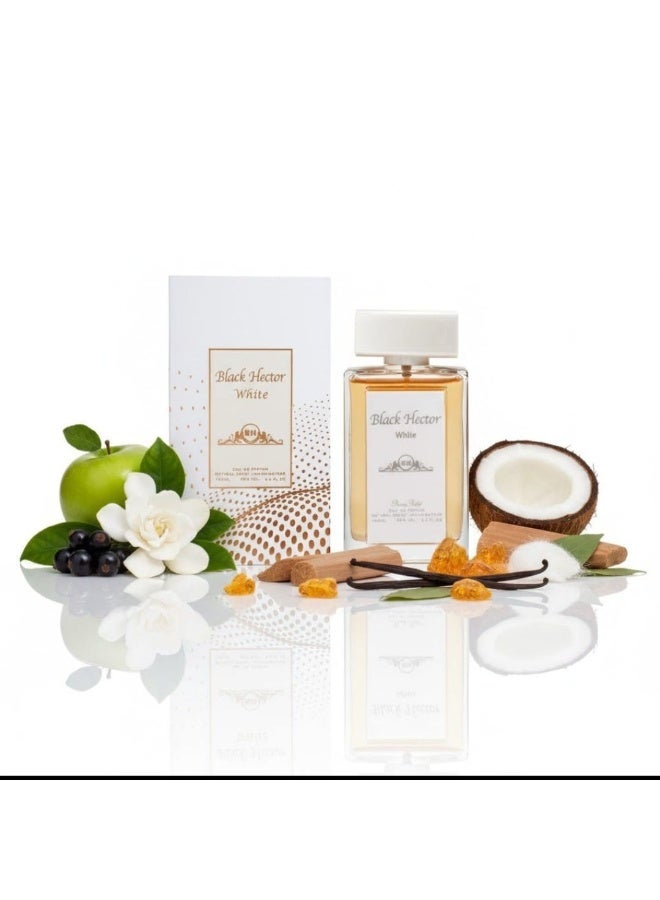 Black Hector White perfume for women, 100ml, is a fragrance that features an elegant bottle design and aromatic notes that combine touches of fruits and flowers.