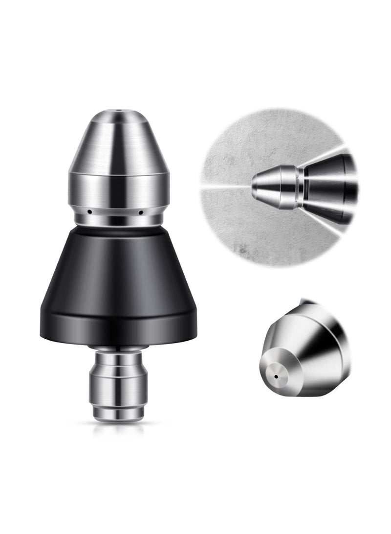 Sewer Jetter Nozzle kit,  1/4 Inch Sewer Cleaning Tool High Pressure Nozzle, Turbo Tip for Pressure Washer Nozzle for Garden Hose Drain Clog Remover Hair Clog Remover Toilet Clog Remover - Image 1