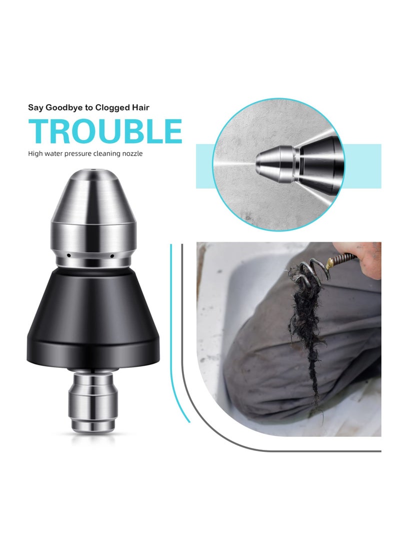 Sewer Jetter Nozzle kit,  1/4 Inch Sewer Cleaning Tool High Pressure Nozzle, Turbo Tip for Pressure Washer Nozzle for Garden Hose Drain Clog Remover Hair Clog Remover Toilet Clog Remover - Image 2