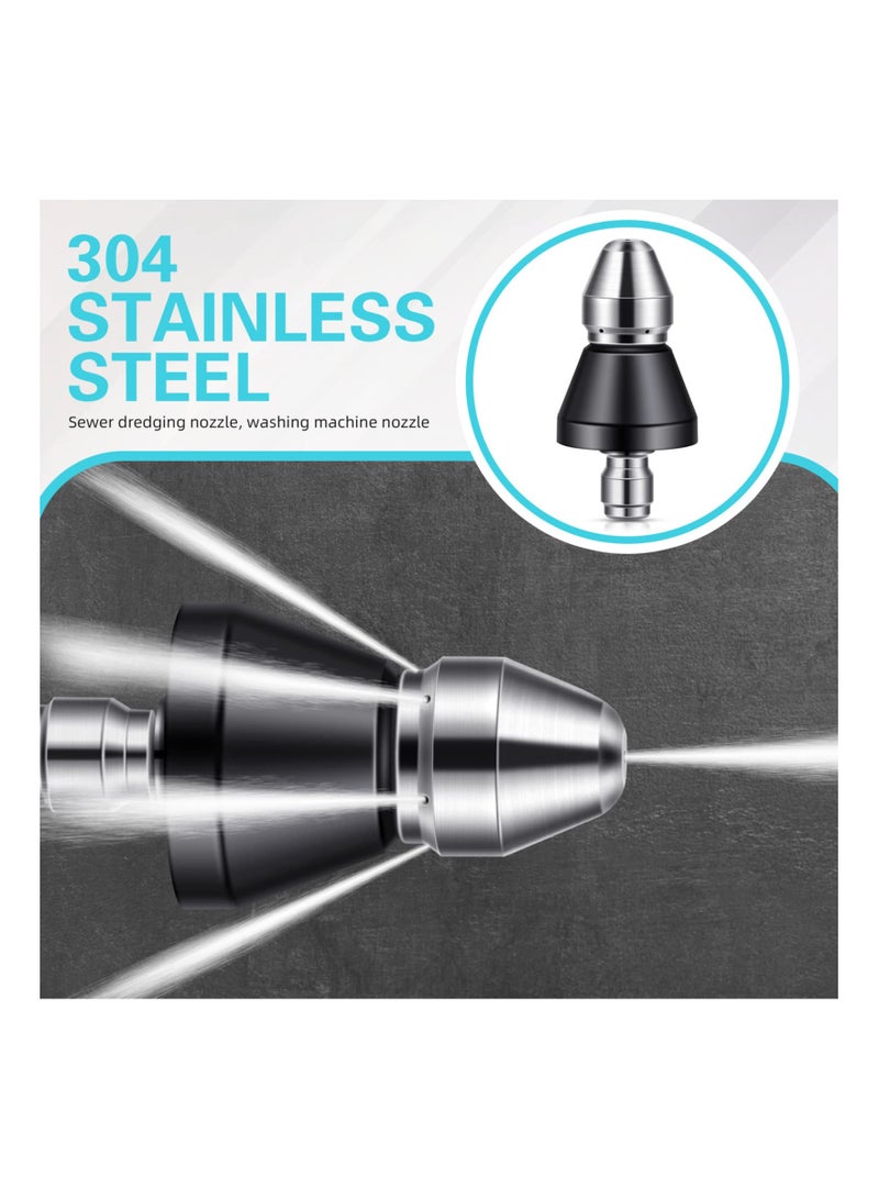 Sewer Jetter Nozzle kit,  1/4 Inch Sewer Cleaning Tool High Pressure Nozzle, Turbo Tip for Pressure Washer Nozzle for Garden Hose Drain Clog Remover Hair Clog Remover Toilet Clog Remover - Image 4