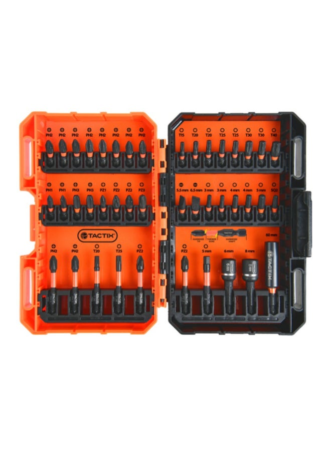 Tactix 42-Piece Pro Grade Impact Bit Set Orange and Black 25 x 13.5 x 9.5 cm 455842 - Image 1