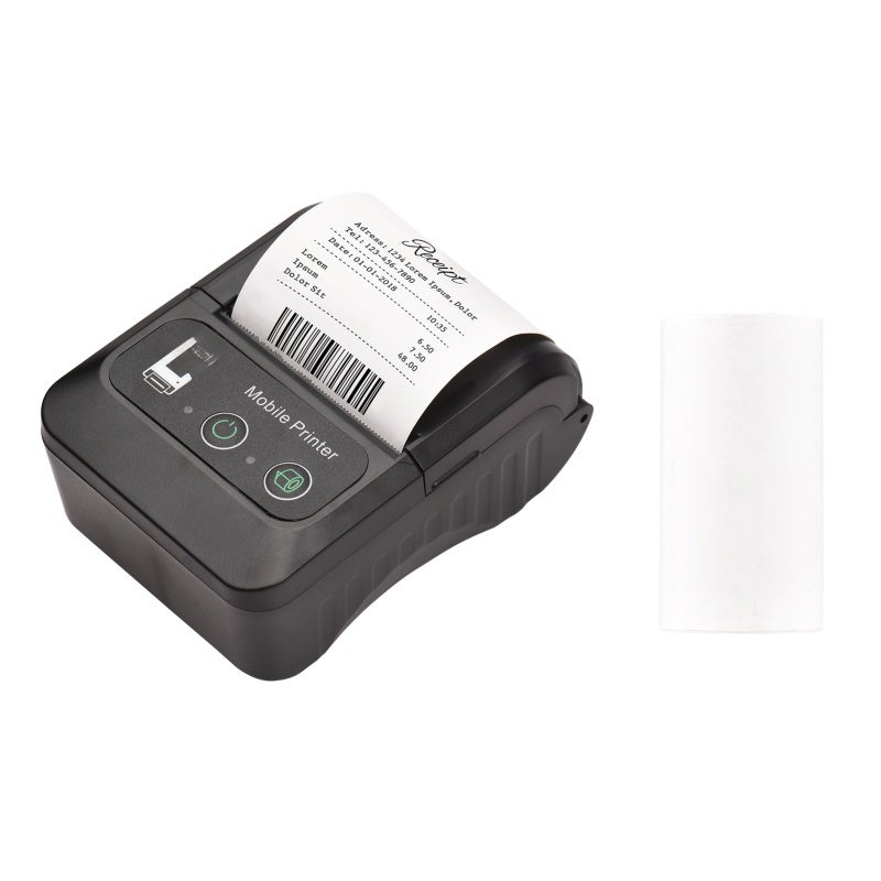 Portable 58mm Receipt Thermal Printer 2 inches Mini Mobile Pocket Printers with 1 Thermal Paper Roll USB&Wireless BT Connection Compatible with Windows/Android/iOS for Office Market - Image 1
