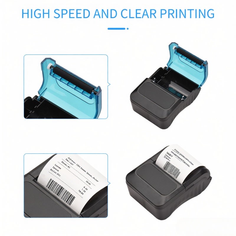 Portable 58mm Receipt Thermal Printer 2 inches Mini Mobile Pocket Printers with 1 Thermal Paper Roll USB&Wireless BT Connection Compatible with Windows/Android/iOS for Office Market - Image 5