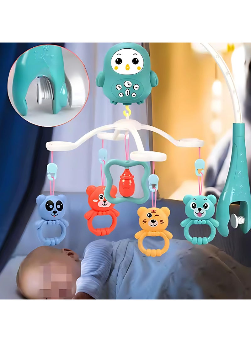 Youleen HAPPY BED BELL Baby Crib Mobile with Music & Remote – 360° Rotating Hanging Rattle Toy Set for Newborns, Adjustable Stand, Soothing Melodies for 0-12 Months (Green) - Image 2