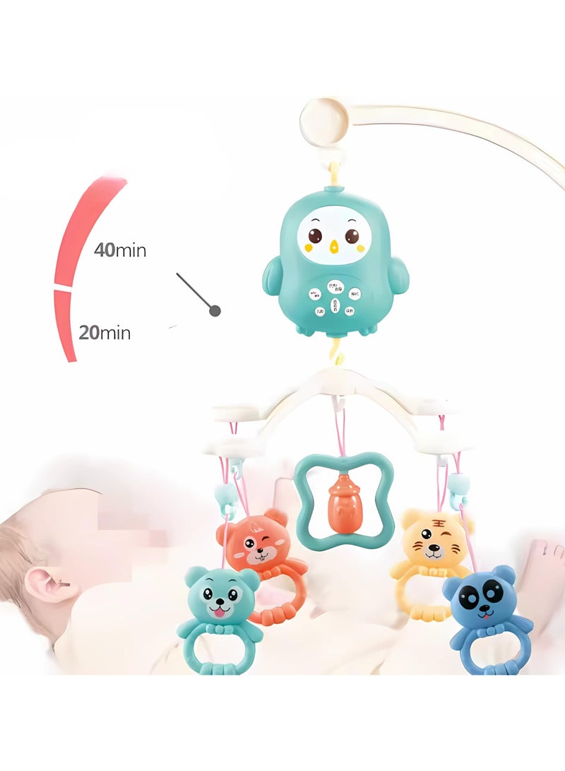 Youleen HAPPY BED BELL Baby Crib Mobile with Music & Remote – 360° Rotating Hanging Rattle Toy Set for Newborns, Adjustable Stand, Soothing Melodies for 0-12 Months (Green) - Image 4