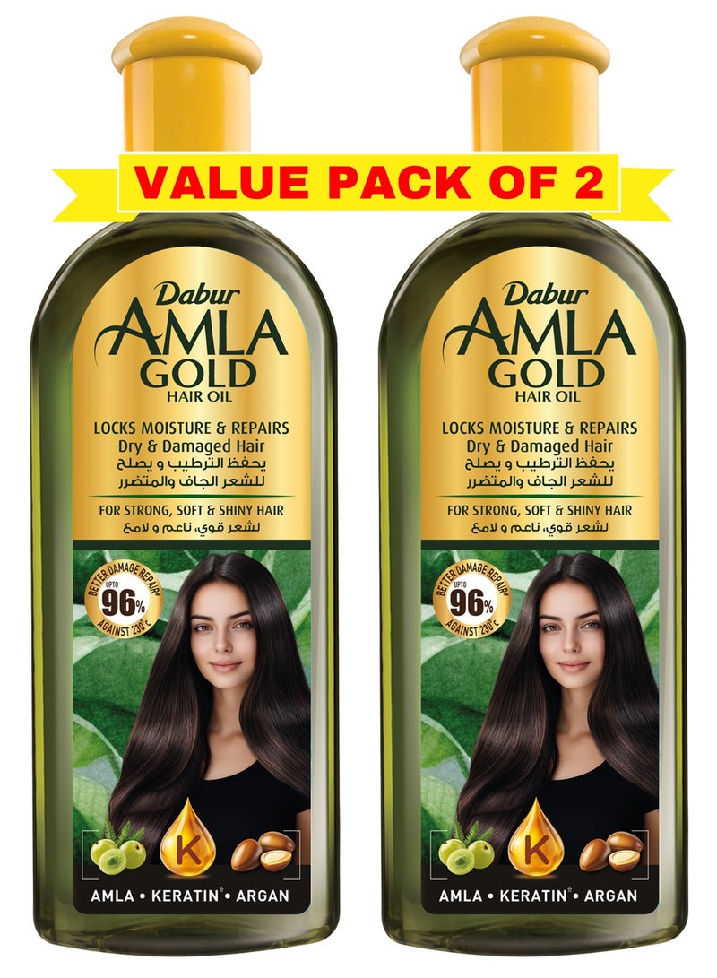 Dabur Amla Gold Hair Oil (2 x 200ml) | For Beautiful Long, Soft & Strong Hair | Amla, Almond & Henna | Natural Care - Image 2