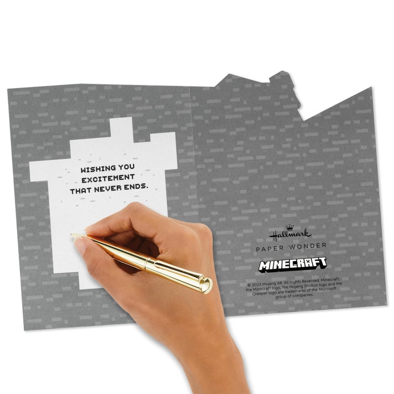 Hallmark Paper Wonder Minecraft Pop-Up Card (Build, Explore, Create) for Birthdays, Graduations, Kids, Gamers - Image 5