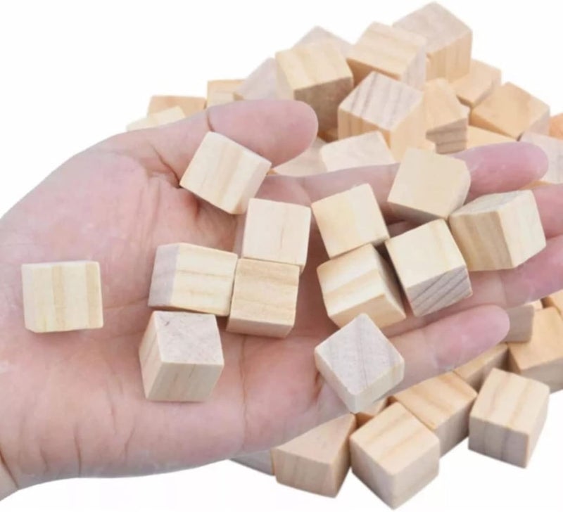 Wooden Cubes, 100pcs 2cm Square Smooth Wooden Craft Cubes for DIY Art Projects and Family Interaction, Non-Deformable Material - Image 3