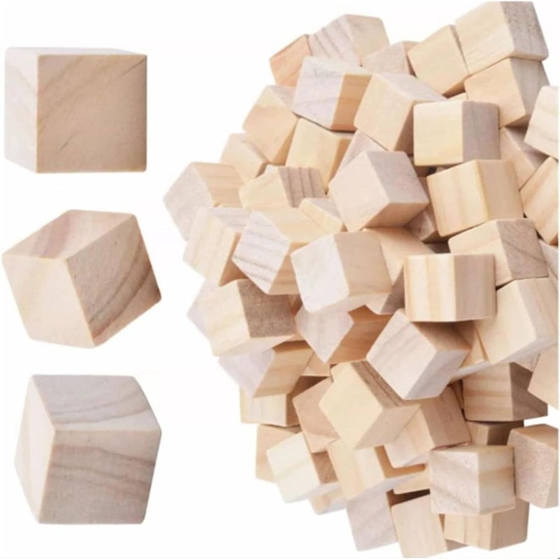 Wooden Cubes, 100pcs 2cm Square Smooth Wooden Craft Cubes for DIY Art Projects and Family Interaction, Non-Deformable Material - Image 2