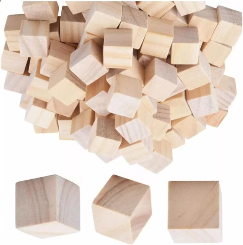 Wooden Cubes, 100pcs 2cm Square Smooth Wooden Craft Cubes for DIY Art Projects and Family Interaction, Non-Deformable Material - Image 5