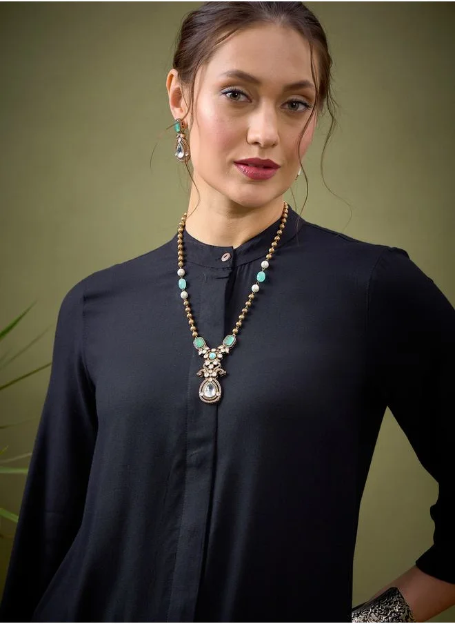 SASSAFRAS Embroidered Pocket Shirt & Palazzo Set by Styli