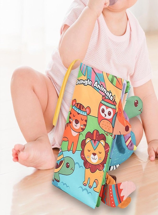 KolorFish Soft Cloth Baby Book | 0-6 Months High Contrast Sensory Baby Toy | 6-12 Months Touch Feel Teething | Travel Essentials Tummy Time for Newborn 1-3 Years Old (Jungle Animals) - Image 2