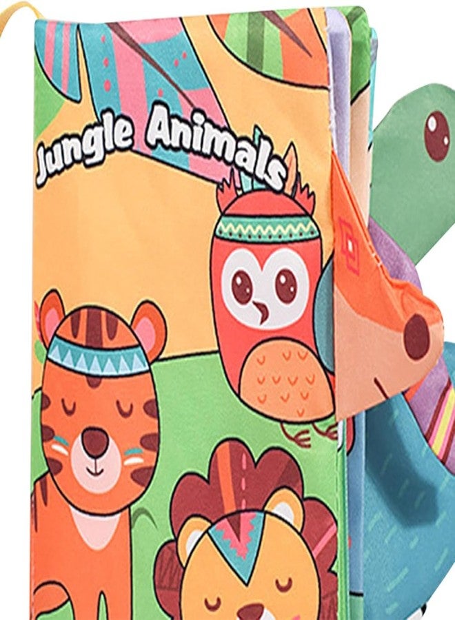 KolorFish Soft Cloth Baby Book | 0-6 Months High Contrast Sensory Baby Toy | 6-12 Months Touch Feel Teething | Travel Essentials Tummy Time for Newborn 1-3 Years Old (Jungle Animals) - Image 3