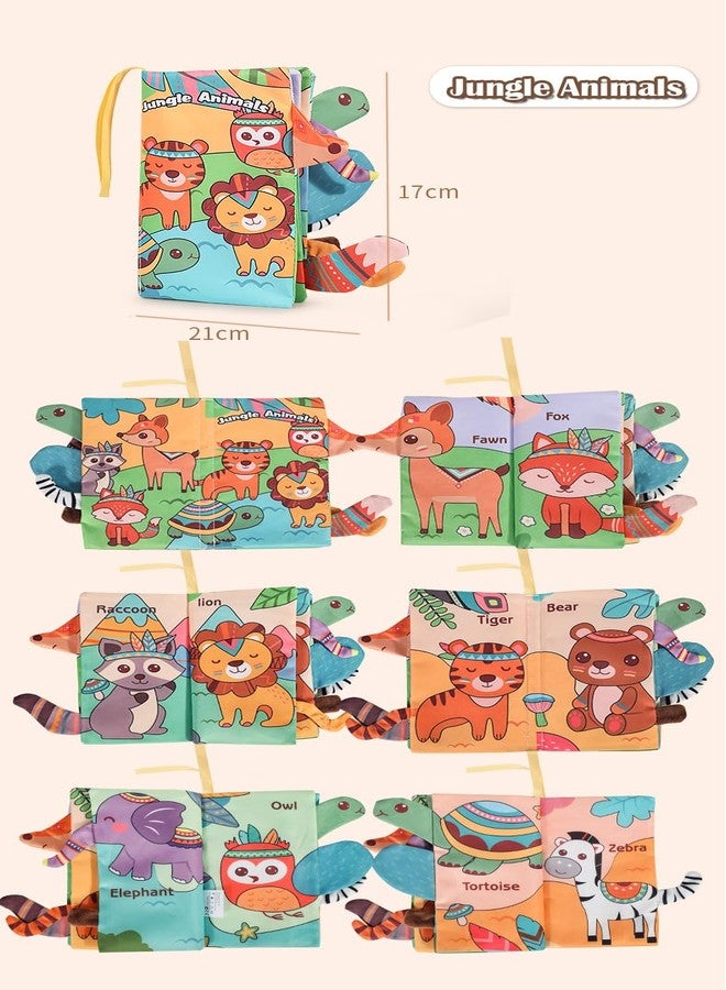 KolorFish Soft Cloth Baby Book | 0-6 Months High Contrast Sensory Baby Toy | 6-12 Months Touch Feel Teething | Travel Essentials Tummy Time for Newborn 1-3 Years Old (Jungle Animals) - Image 4