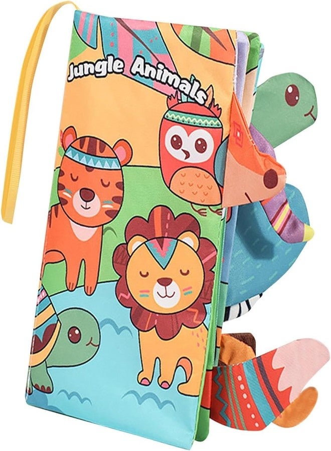 KolorFish Soft Cloth Baby Book | 0-6 Months High Contrast Sensory Baby Toy | 6-12 Months Touch Feel Teething | Travel Essentials Tummy Time for Newborn 1-3 Years Old (Jungle Animals) - Image 1