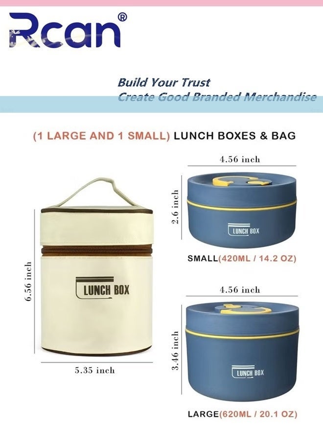 Rcan 2 Tier Portable Insulated Lunch Containers with Bag, Separate Stackable Lunch Container, Leakproof Stackable Stainless Steel Food Container, for Adult Men Women Kids, Insulated Bento Boxes - Image 5