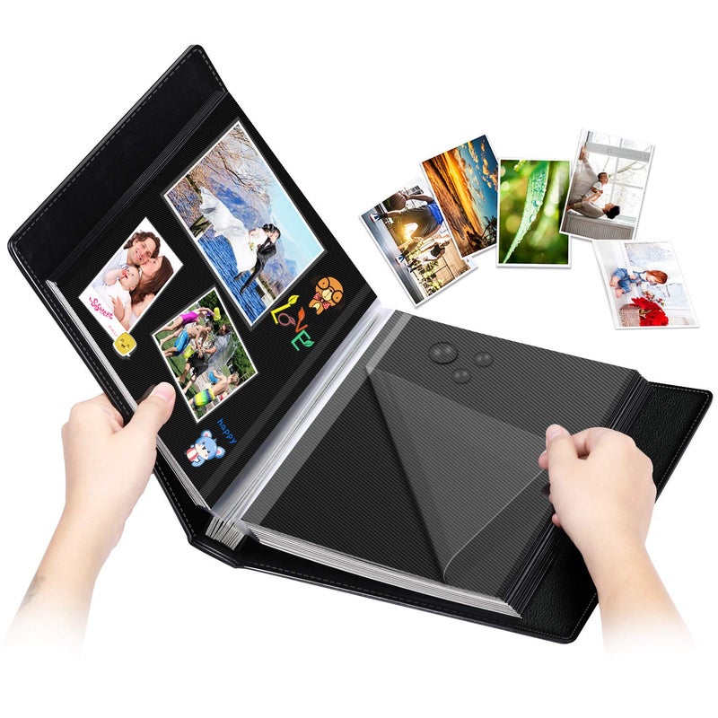 1DOT2 Self-Adhesive Photo Album  60 Black Pages Self-Stick Page DIY Anniversary Travel Memory Book  Leather Cover  Magnetic Scrapbook Family Album for Christmas  Birthday  Valentines Day Gifts