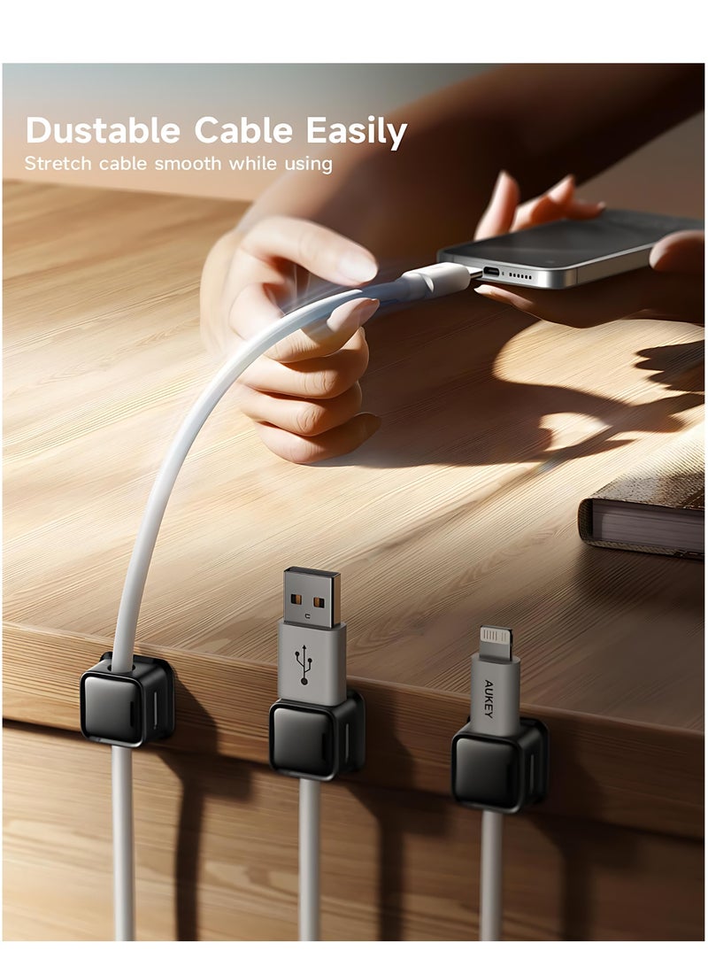 ValueHut 18-Pack Magnetic Cable Organizer Clips, Auto-Closing Cable Holder & Wire Organizer with Strong Adhesive for Desk, Car, and Office - Black - Image 4
