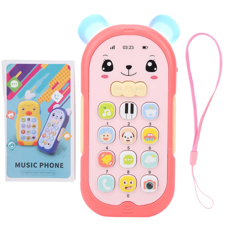 Baby Phone Toy: 6+ Months Safe Silicone Teether, 2‑Gear <65dB Sound, Soft Eye‑Friendly Light - Simulation Telephone Toy for Toddler Early Education - Image 1