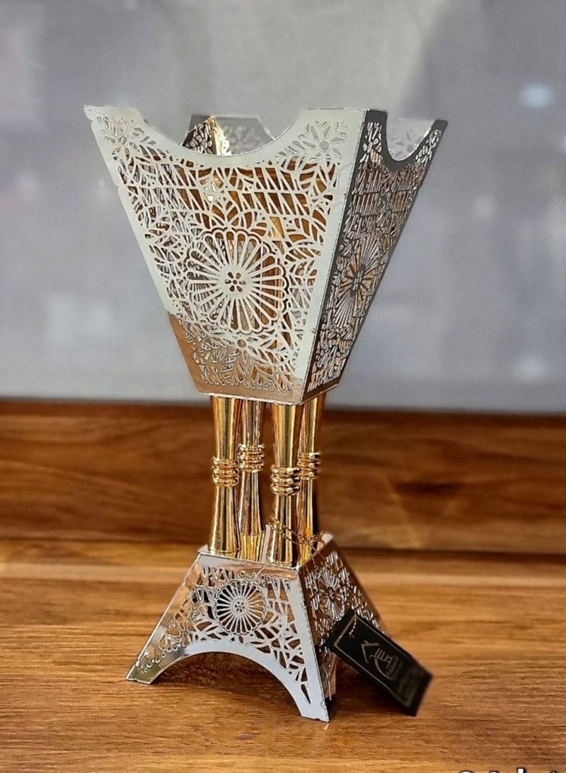 AL OSTORAH Modern Luxury Incense Burner in Silver
 and Gold Color 24x12cm