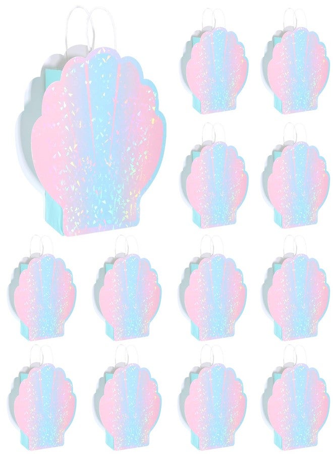 AojSup 12 Pcs Mermaid Party Favor Bags, Seashell Gift Bags for Shell Mermaid Birthday Decorations and Under the Sea Aquatic Nautical Theme Party Summer Ocean Beach Picnic Goodie Treat Supplies - Image 1
