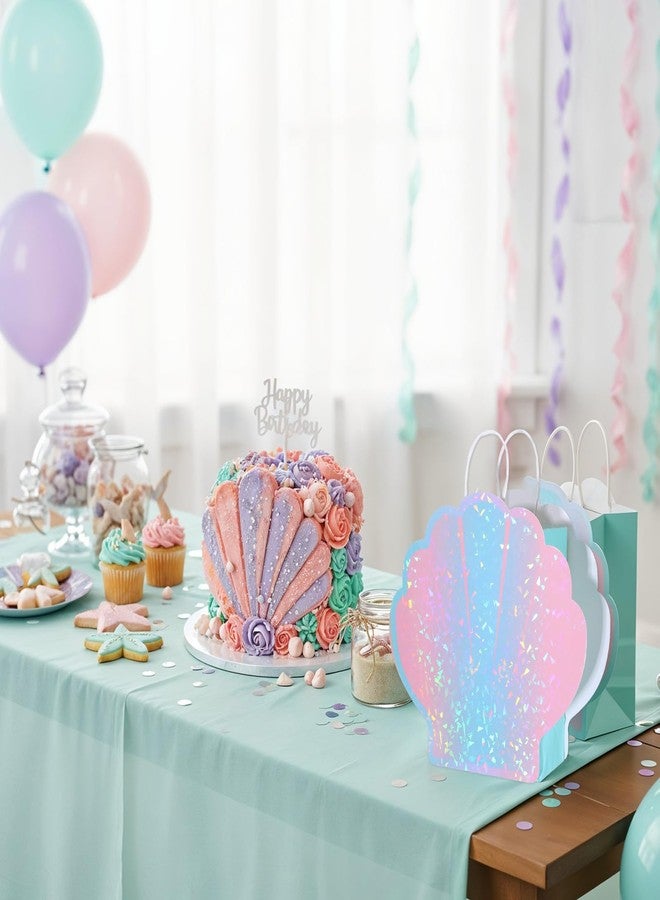 AojSup 12 Pcs Mermaid Party Favor Bags, Seashell Gift Bags for Shell Mermaid Birthday Decorations and Under the Sea Aquatic Nautical Theme Party Summer Ocean Beach Picnic Goodie Treat Supplies - Image 5