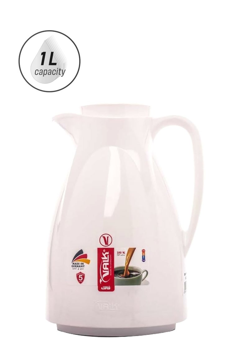 Valk - Double Wall Glass Anti-Leakage Wide Mouth Vacuum Flask White 1 L 04-350 - Image 1