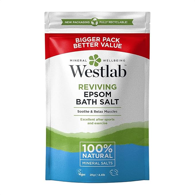 Westlab Reviving Epsom Salt 2kg Resealable Pouch 100 Natural Pure Unscented Mineral Salts Supports Sleep and Relieves Aching Muscles Packing may vary - Image 1