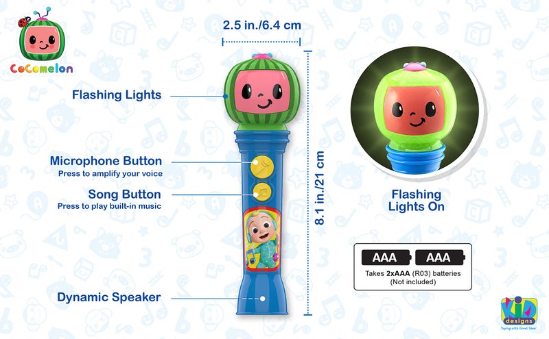 eKids Cocomelon Toy Microphone, Toy for Toddlers with Built-in Music, Designed for Fans of Cocomelon Toys - Image 4