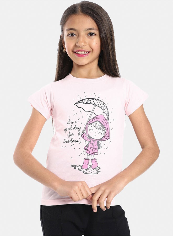 DIADORA Girls Cotton Printed T-Shirt - Image 1