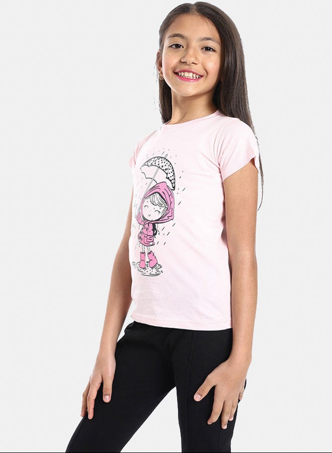 DIADORA Girls Cotton Printed T-Shirt - Image 2