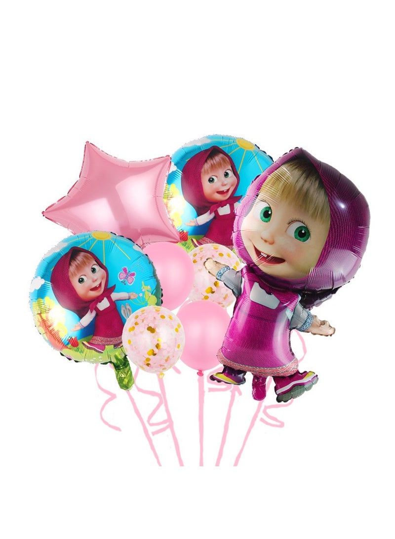 8pcs /set cartoon Masha and bear birthday aluminum foil balloon set for children’s party supply party decoration - Image 1