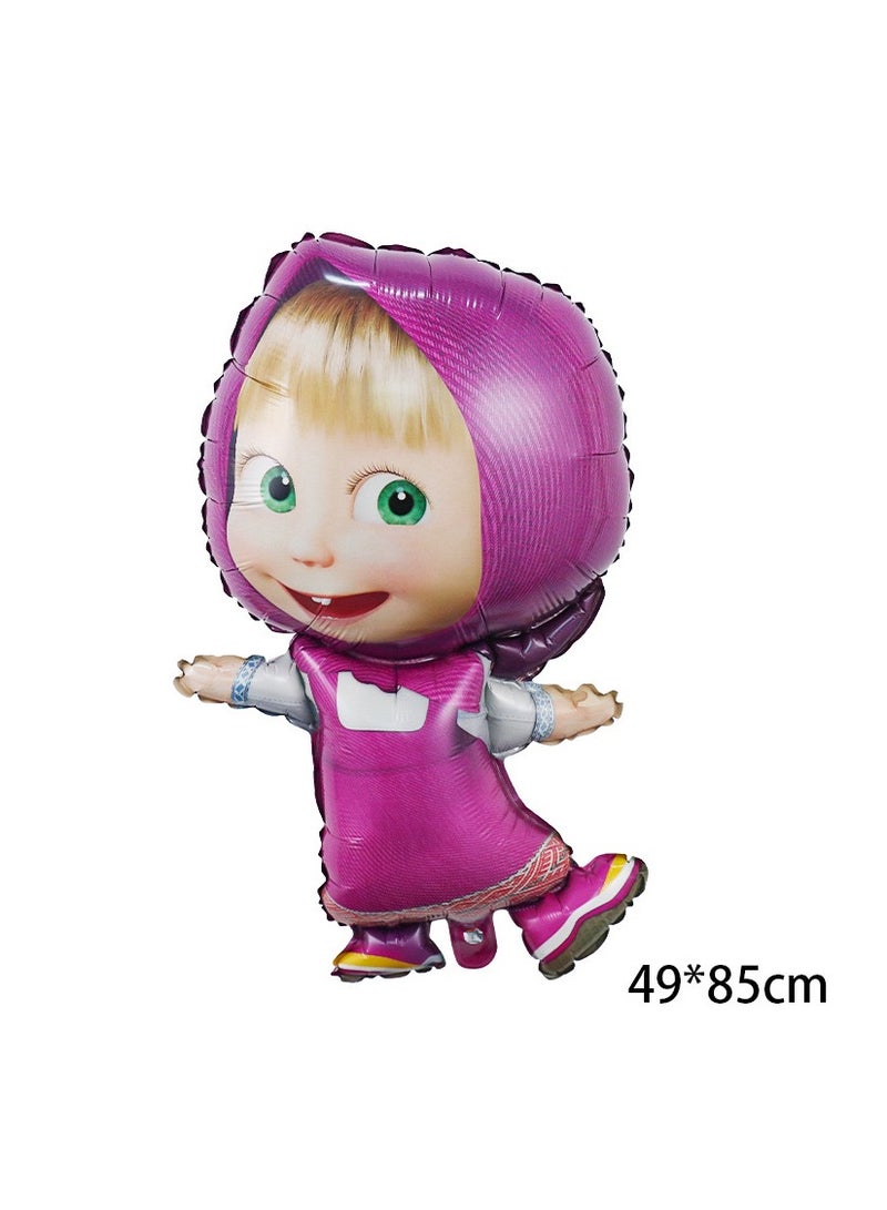 8pcs /set cartoon Masha and bear birthday aluminum foil balloon set for children’s party supply party decoration - Image 2