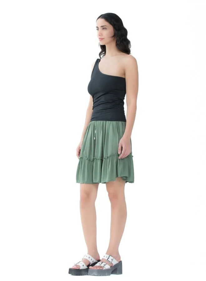 HaILYS A trendy one-shoulder black top, perfect for adding an edge to any outfit.