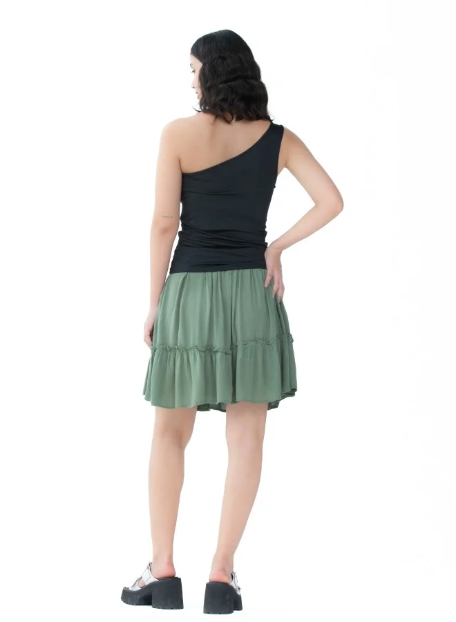 HaILYS A trendy one-shoulder black top, perfect for adding an edge to any outfit.
