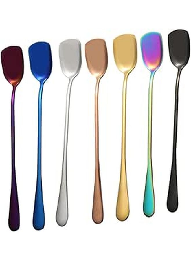 Stainless Steel Colorful Ice Cream Spoons 6 Pack Long Handles for Cocktails Dishwasher Safe - Image 1