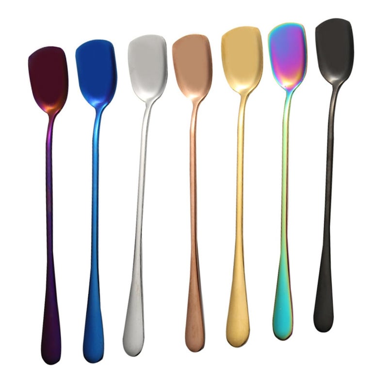 Stainless Steel Colorful Ice Cream Spoons 6 Pack Long Handles for Cocktails Dishwasher Safe - Image 2