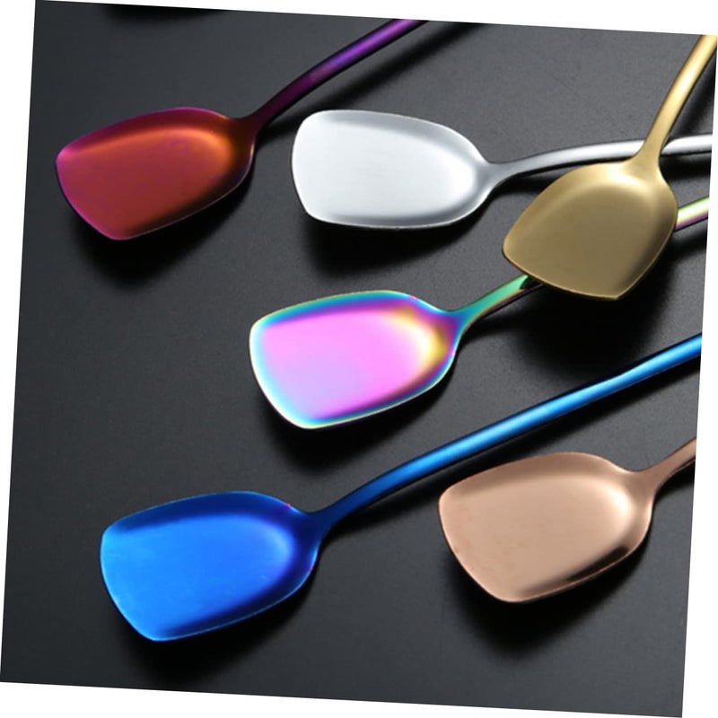 Stainless Steel Colorful Ice Cream Spoons 6 Pack Long Handles for Cocktails Dishwasher Safe - Image 3