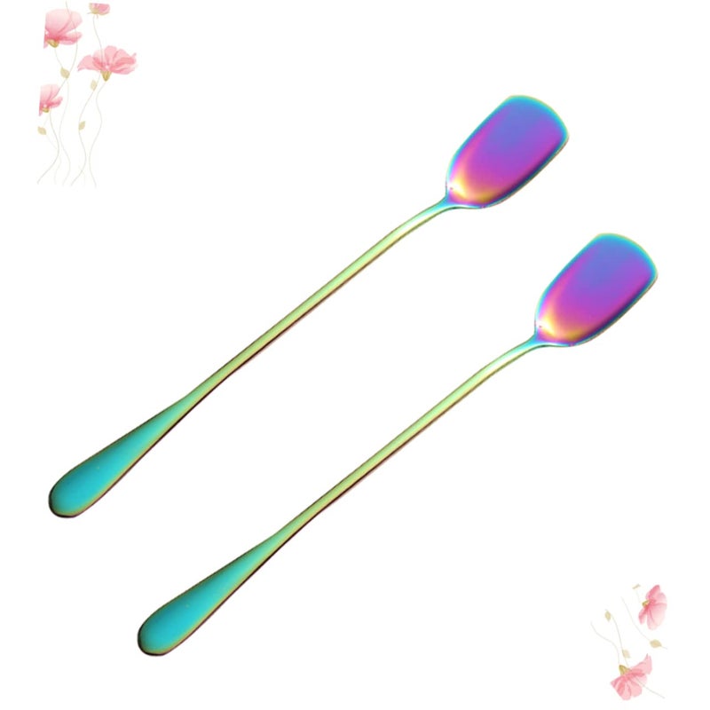 Stainless Steel Colorful Ice Cream Spoons 6 Pack Long Handles for Cocktails Dishwasher Safe - Image 4