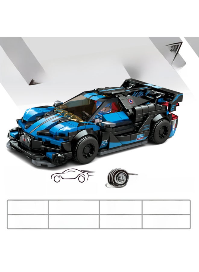 Le Yi 31015 Building Blocks Car Assembled Model Back Car Toy Boy Sports Car Small Particle Racing Car Benefiting Intelligence-Color:Blue Super Running Belt Acousto-optic Force [306 Particles]]