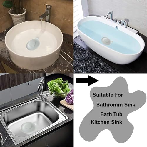 Indusoire 2 Pcs Water Stopper, 5.23 Inch Water Stopper for Bathroom, Drainage Cover for Kitchen Sink and Bathroom, Apply to Bathroom, Bathtub, Kitchen(Grey) - Image 5