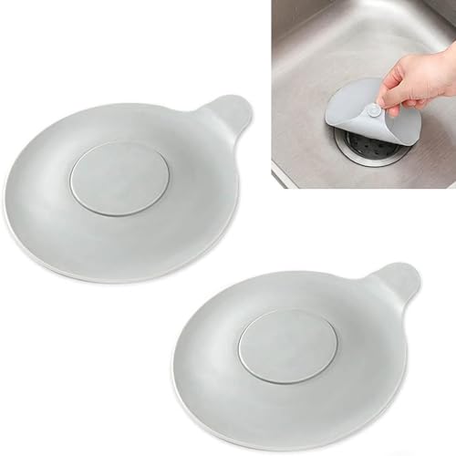 Indusoire 2 Pcs Water Stopper, 5.23 Inch Water Stopper for Bathroom, Drainage Cover for Kitchen Sink and Bathroom, Apply to Bathroom, Bathtub, Kitchen(Grey) - Image 1